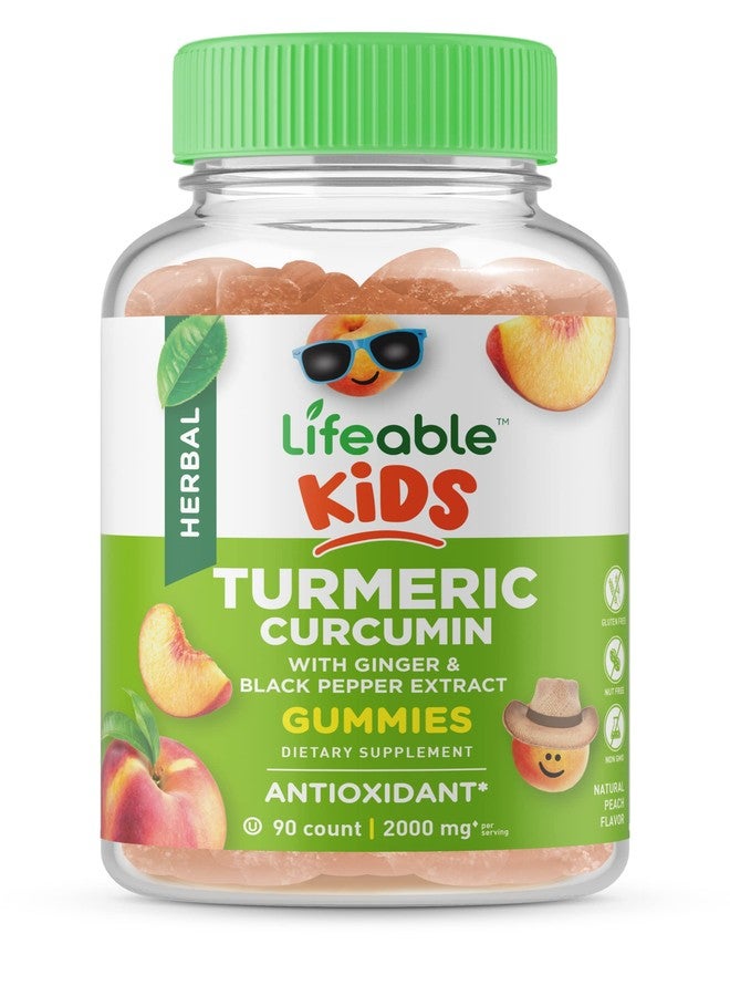 Lifeable Turmeric Curcumin and Ginger for Kids – with Black Pepper Extract – 2000mg – Great Tasting Natural Flavor Gummy Supplement – Gluten Free Vegetarian Chewable – 90 Gummies - Image 1